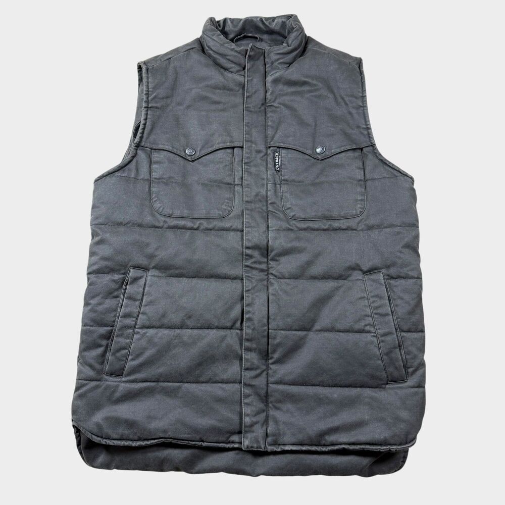 Outback Trading Co Walker Vest Mens Medium Black Quilted Puffer Western Workwear